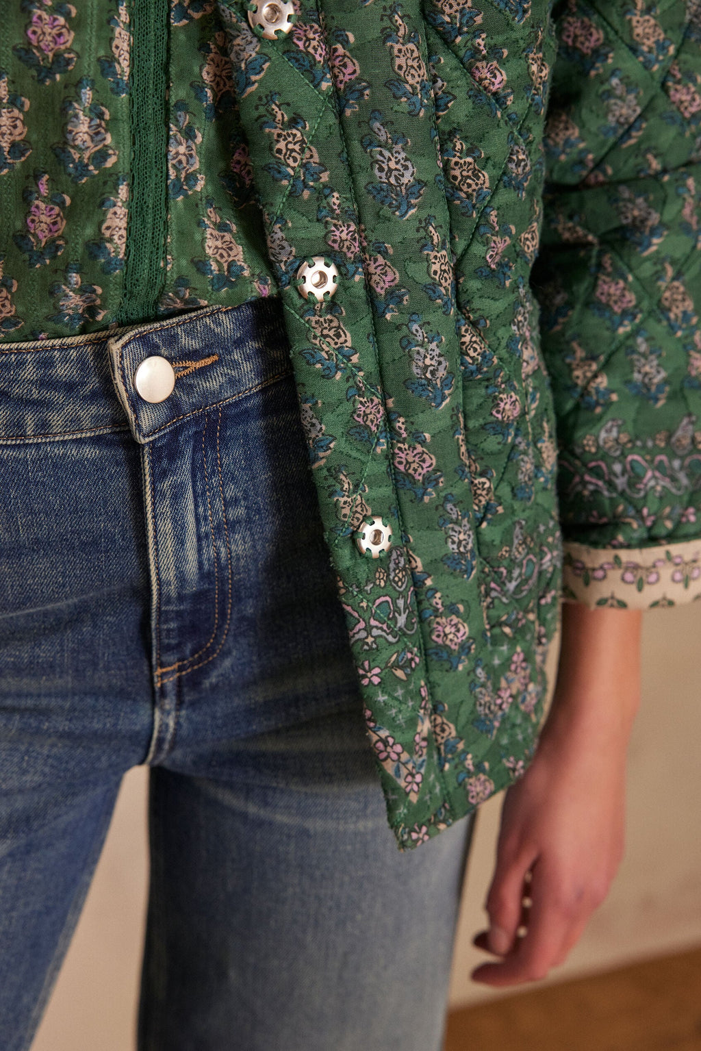 Caline Printed Jacket - Fir Green