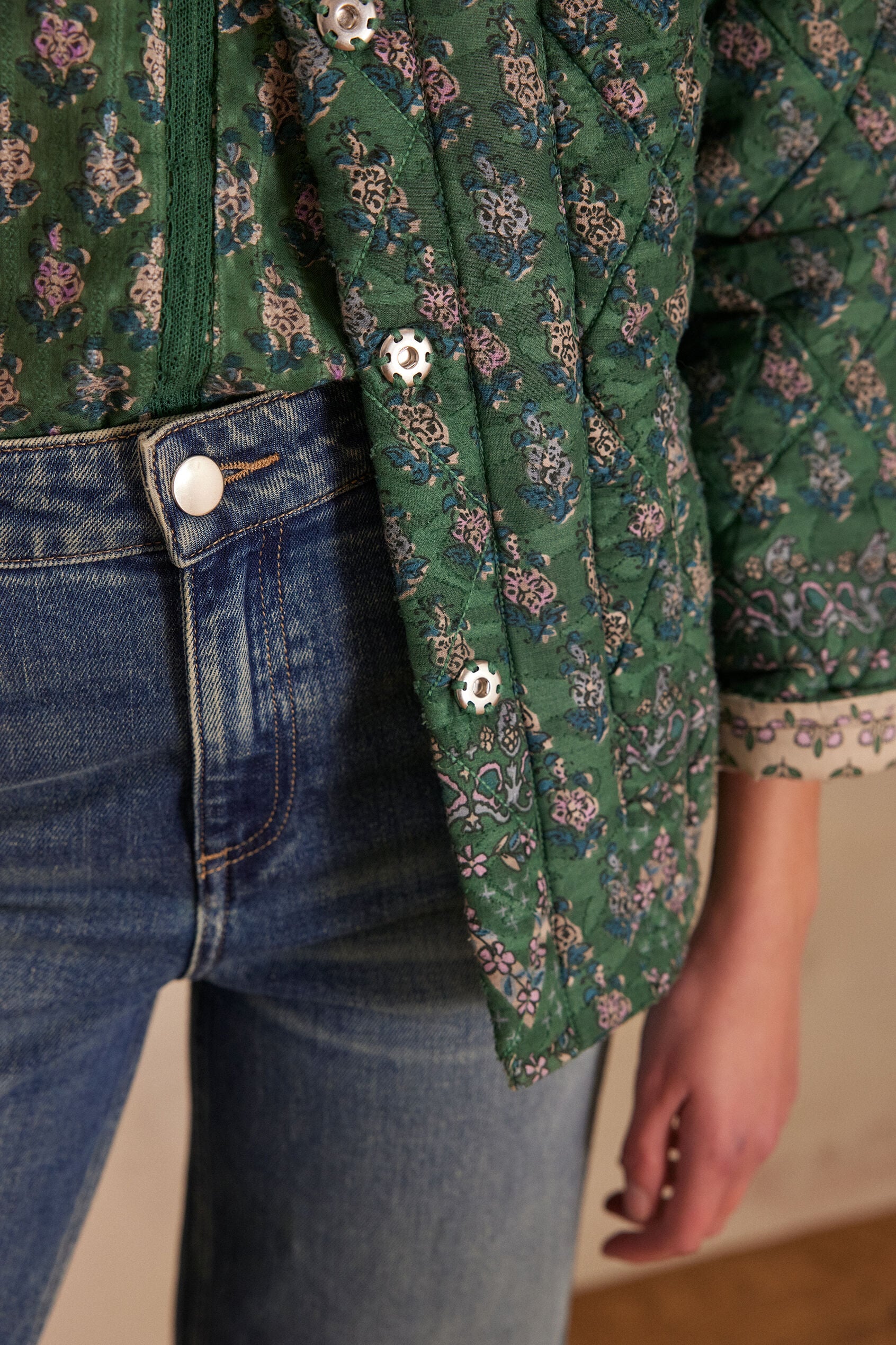 Caline Printed Jacket - Fir Green