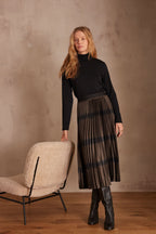 Barbara Pleated Flowy Skirt - Dark Brown