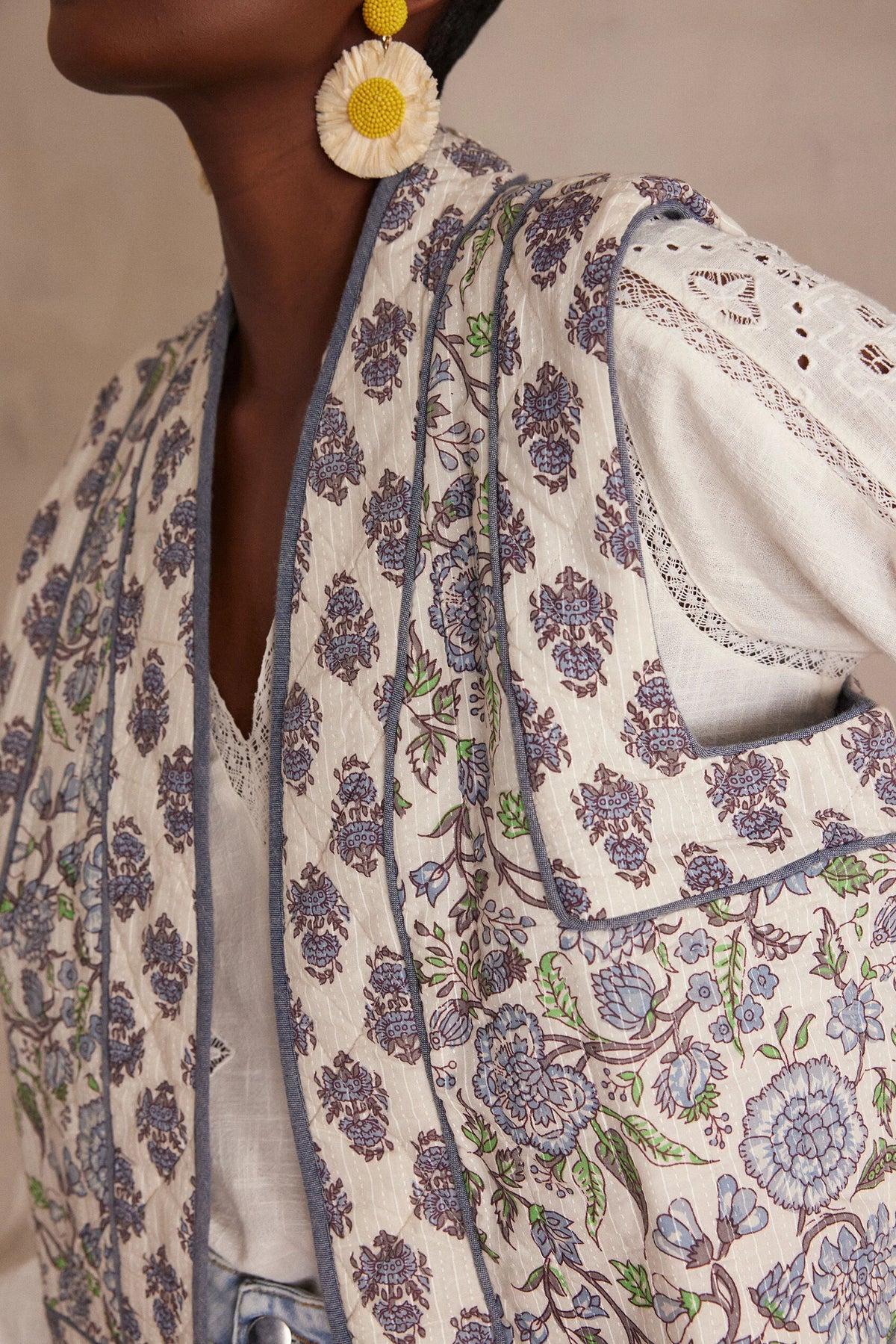Constance Printed Cardigan - Sky Blue