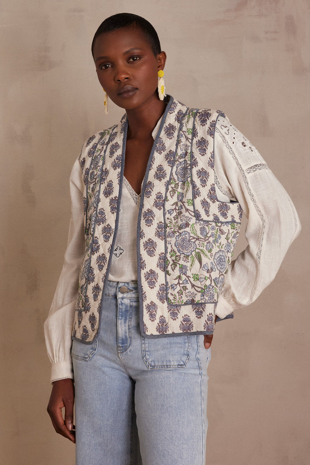 Constance Printed Cardigan - Sky Blue