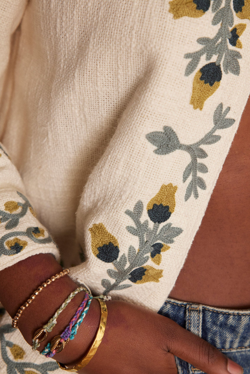 Cassi Embroidered Jacket - Ecru