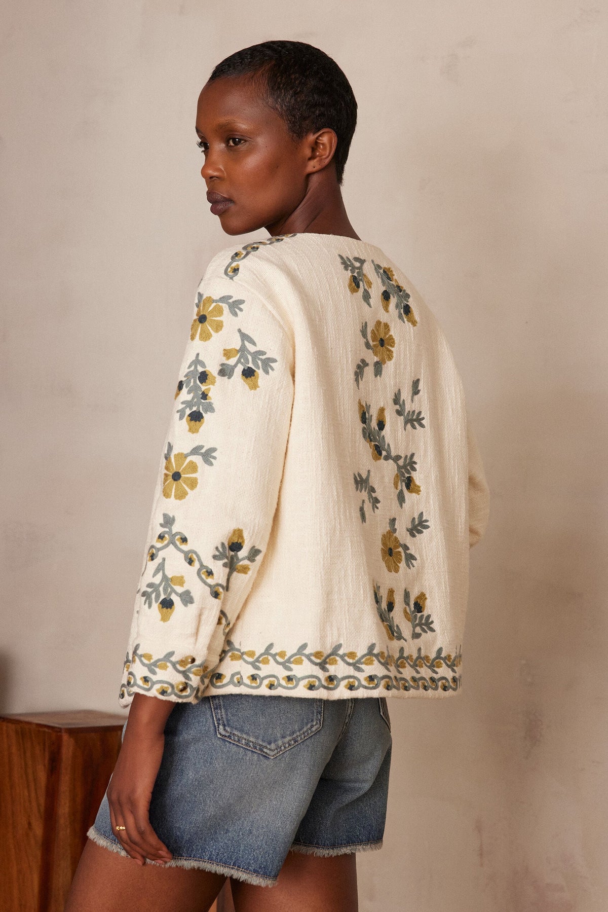 Cassi Embroidered Jacket - Ecru