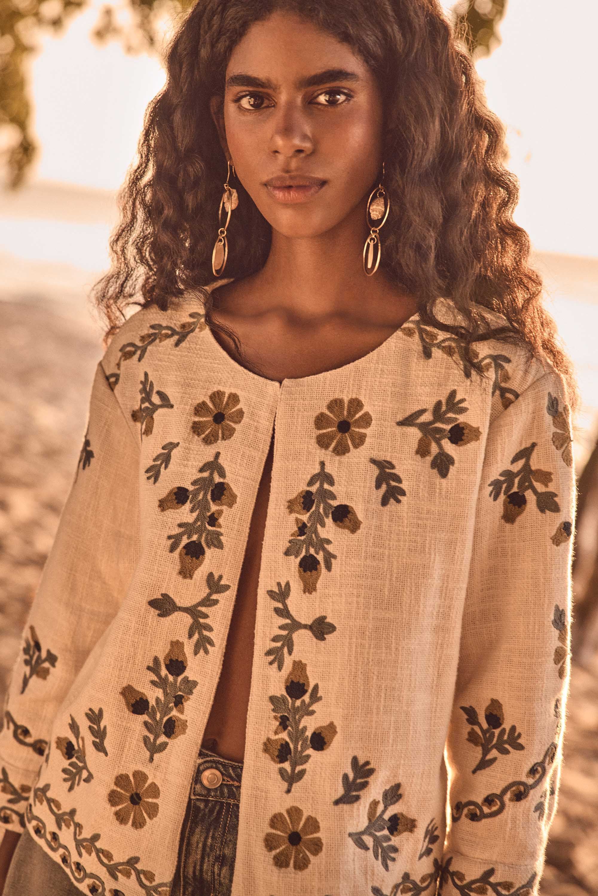 Cassi Embroidered Jacket - Ecru
