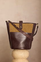 Gabriel Jute Bucket Bag - Chocolate