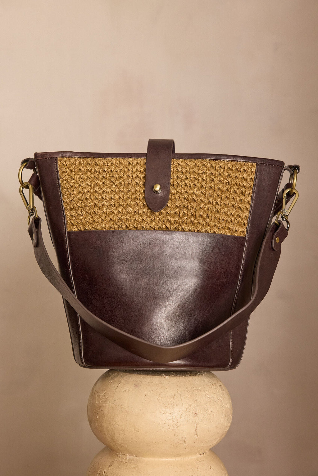 Gabriel Jute Bucket Bag - Chocolate