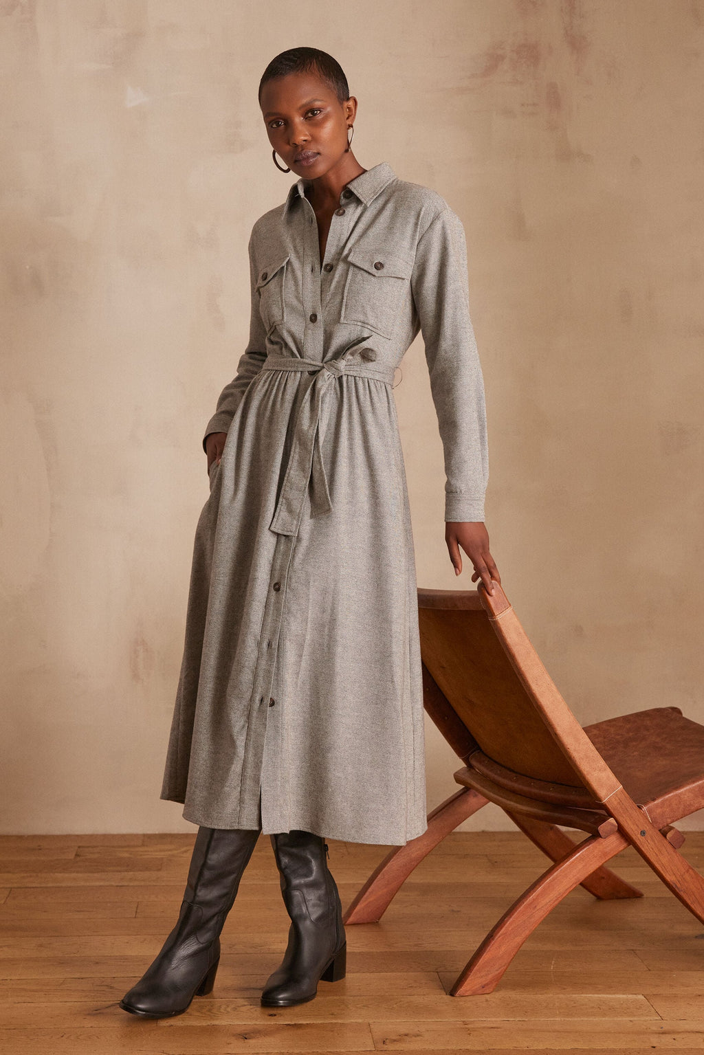 Laurie Flowing Dress - Light Heather