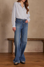 Poppy Striped Blouse - Sky Blue