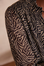 Prisca Zebra Print Blouse - Black