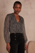 Prisca Zebra Print Blouse - Black