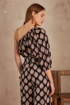 Choulder Printed Blouse - Black