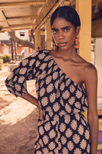 Choulder Printed Blouse - Black