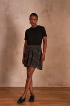 Jade Printed Flowy Skirt - Black