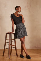 Jade Printed Flowy Skirt - Light Heather