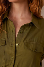 Leslie Dungaree Jumpsuit - Olive