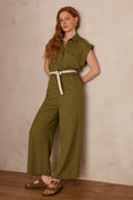 Leslie Dungaree Jumpsuit - Olive