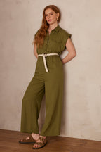 Leslie Dungaree Jumpsuit - Olive