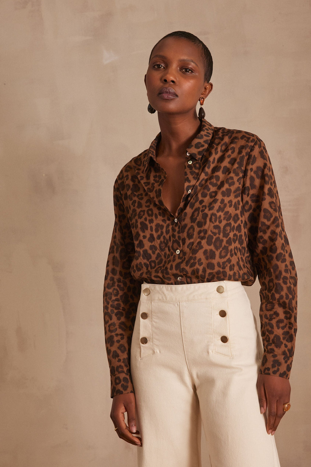 Colette Skin Print Blouse - Dark Brown