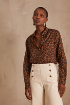 Colette Skin Print Blouse - Dark Brown