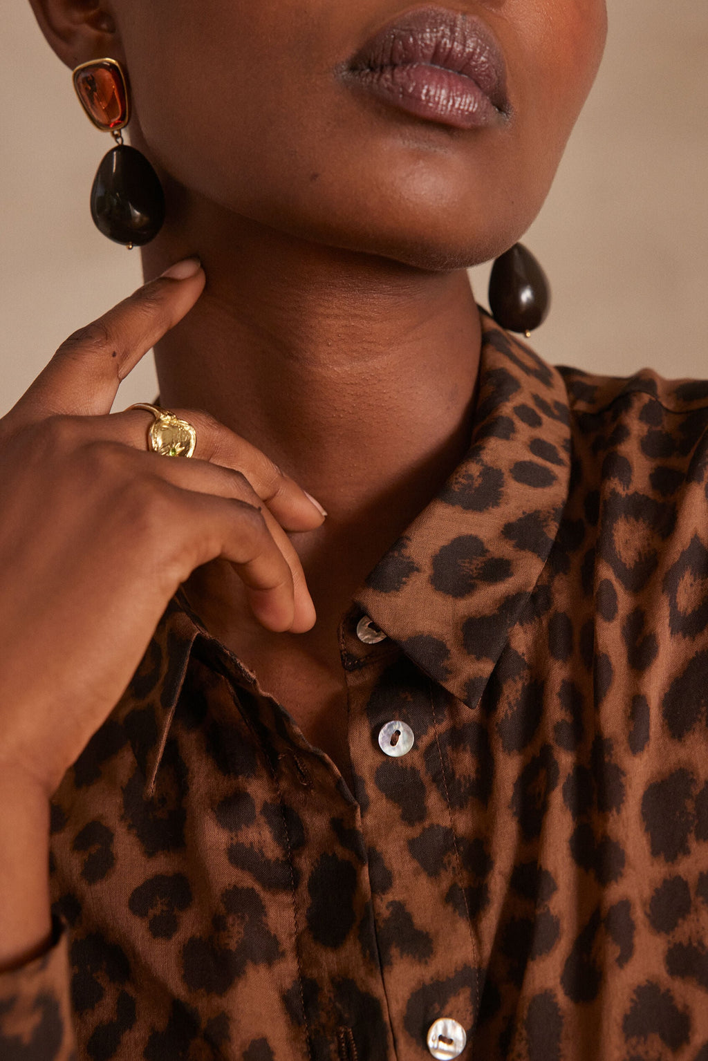 Colette Skin Print Blouse - Dark Brown