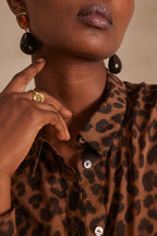 Colette Skin Print Blouse - Dark Brown