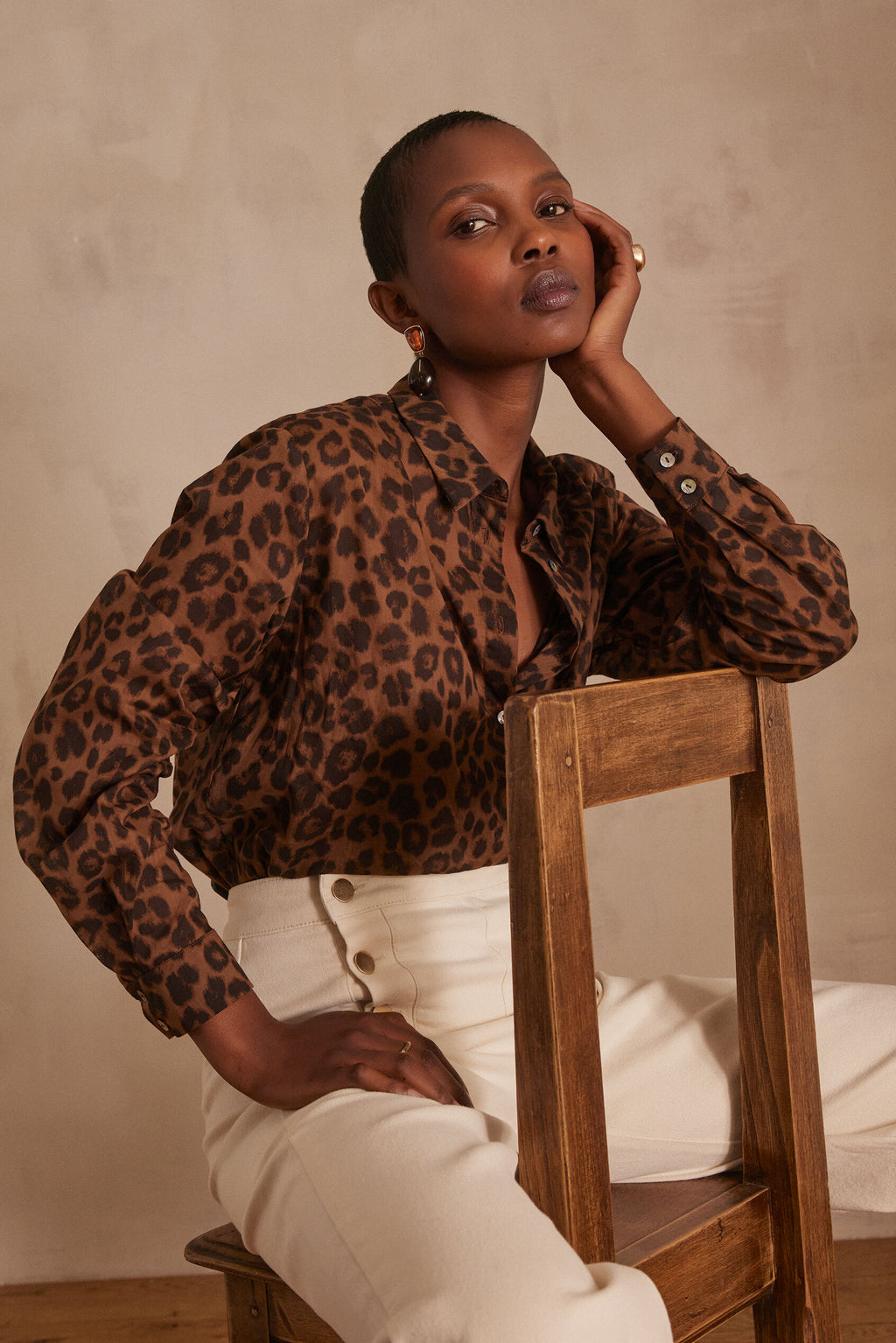 Colette Skin Print Blouse - Dark Brown