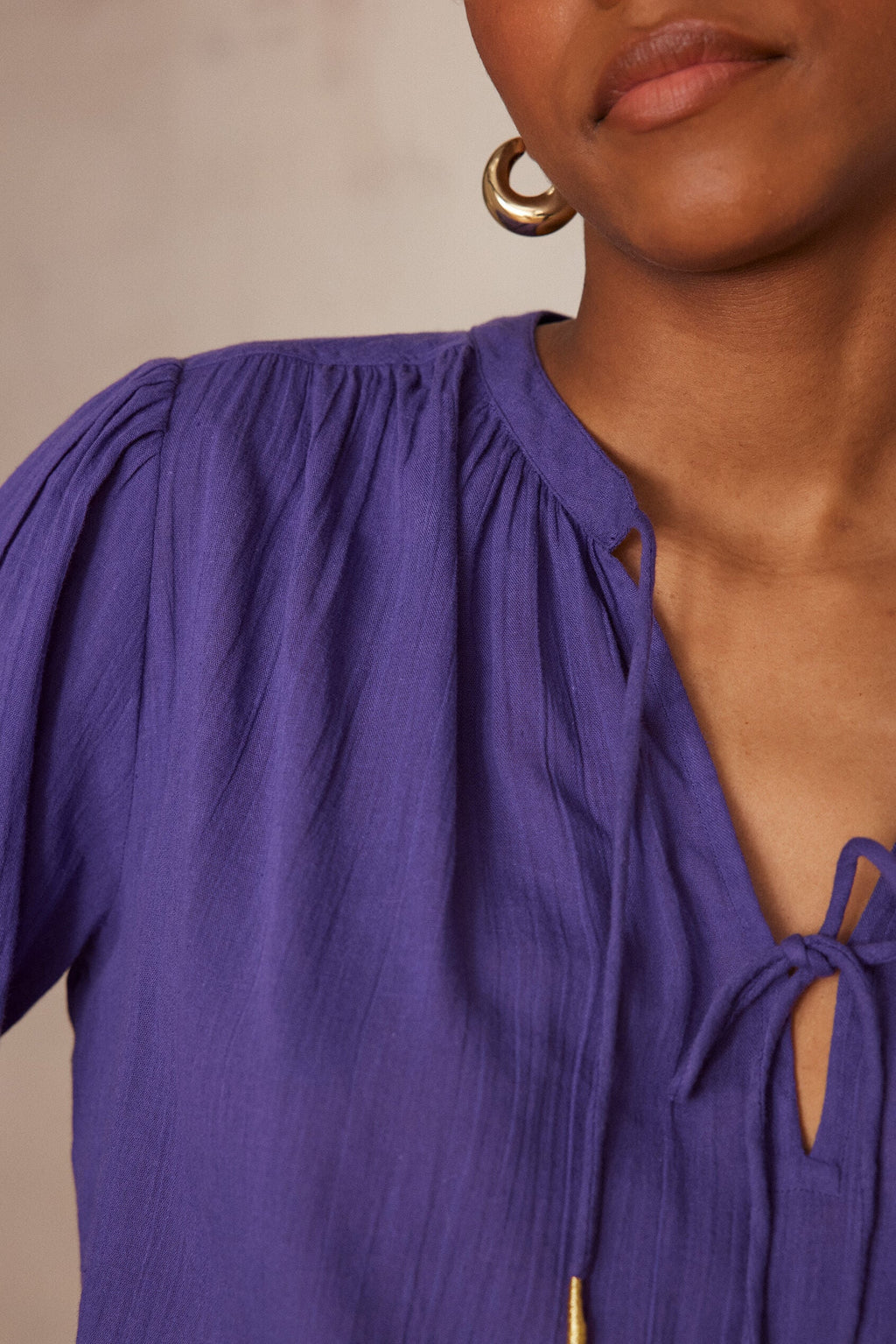 Plain Butterfly Blouse - Violet