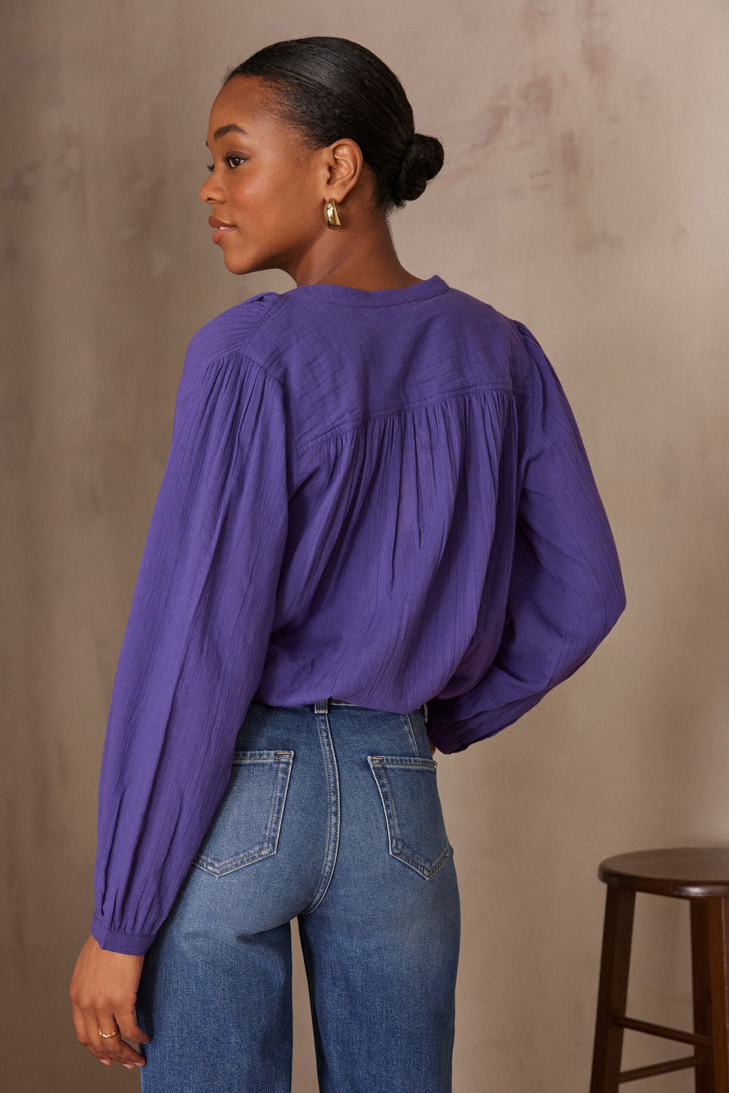Plain Butterfly Blouse - Violet