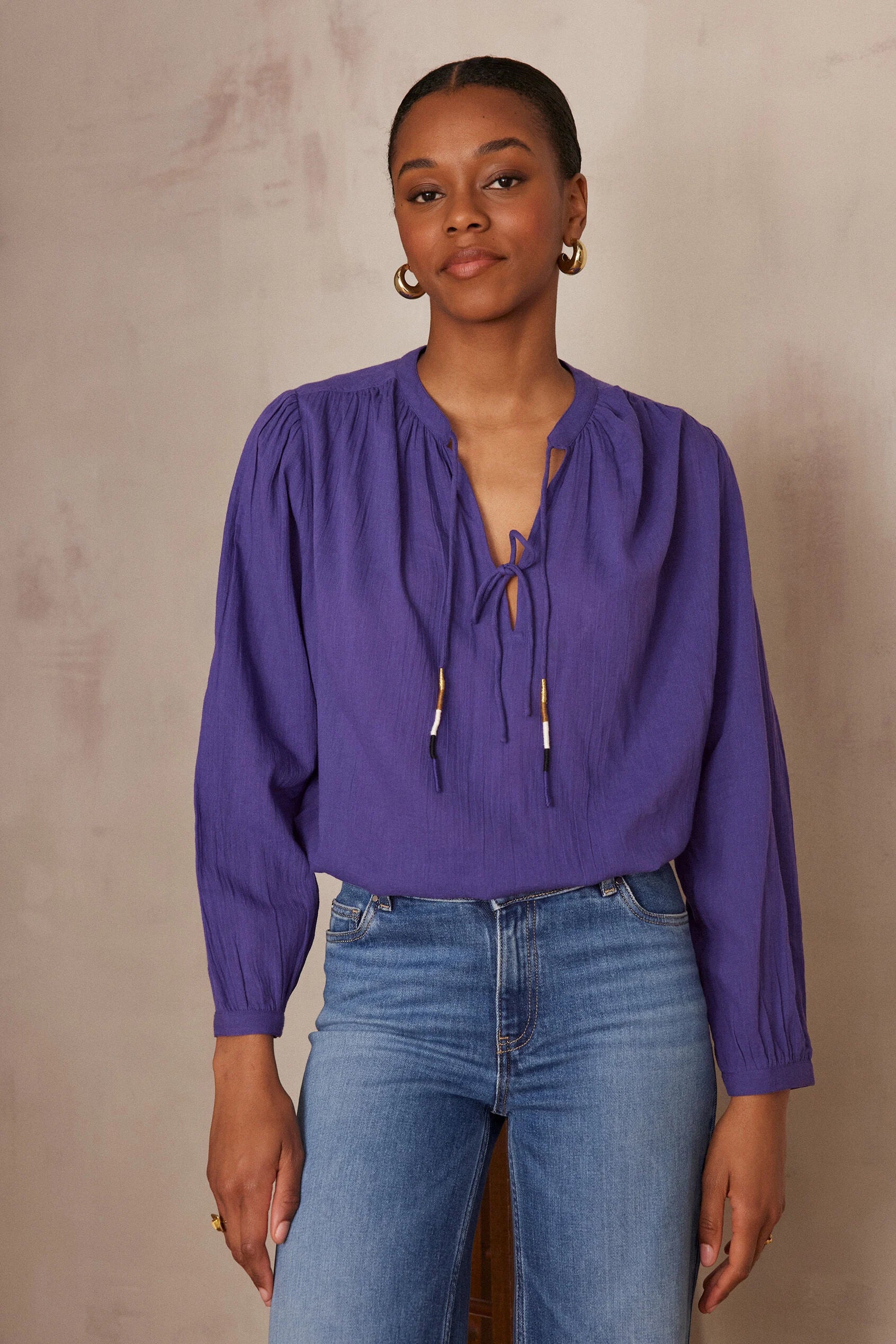 Plain Butterfly Blouse - Violet