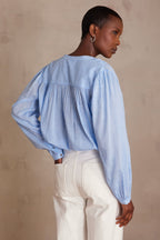 Plain Butterfly Blouse - Sky Blue