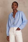 Plain Butterfly Blouse - Sky Blue