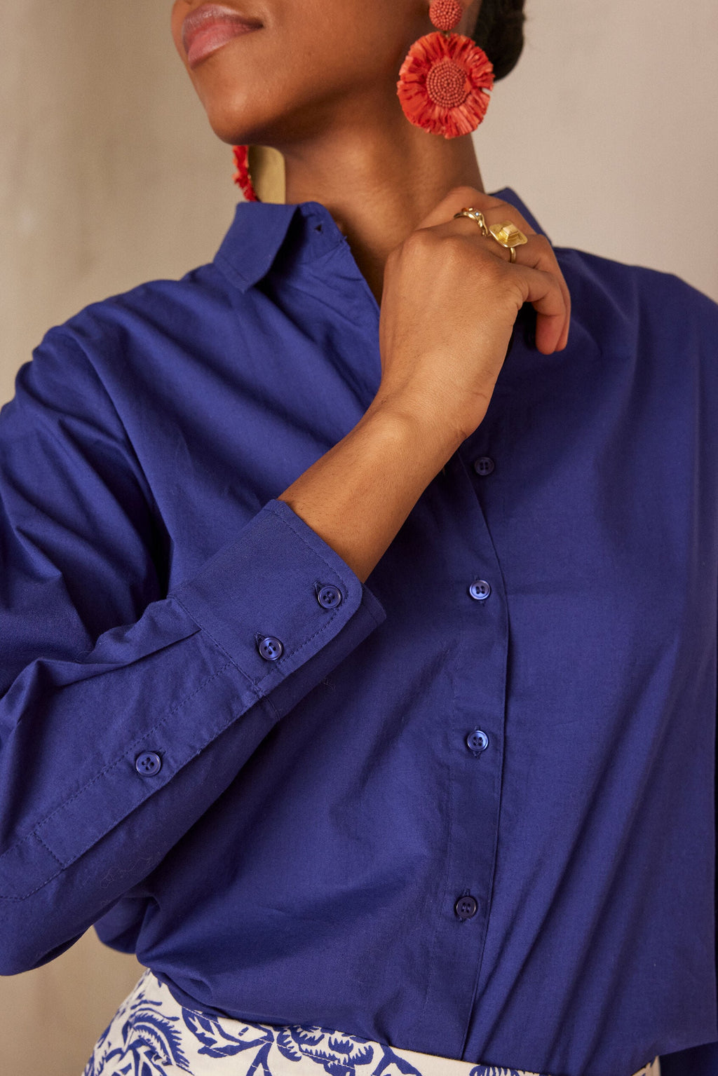 Pinky Plain Blouse - Royal Blue