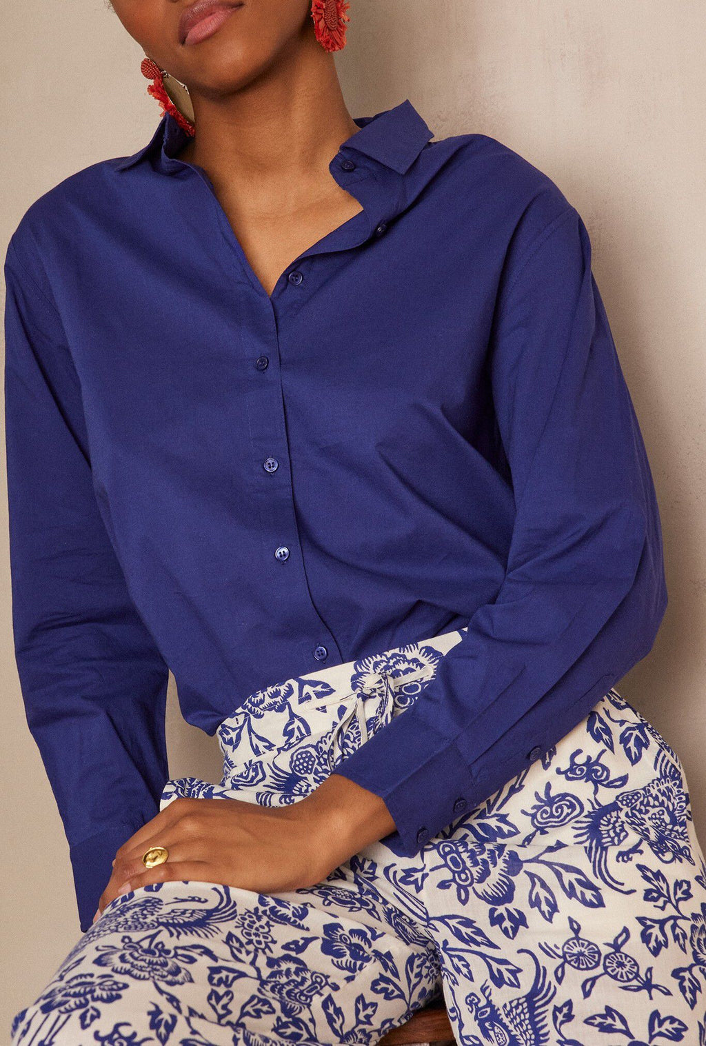 Pinky Plain Blouse - Royal Blue