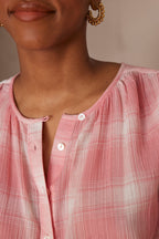 Blouse Pomme Carreaux - Corail