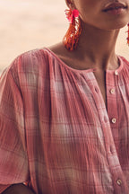 Blouse Pomme Carreaux - Corail