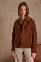 Blouson Fierce Cuir Velours - Ocre