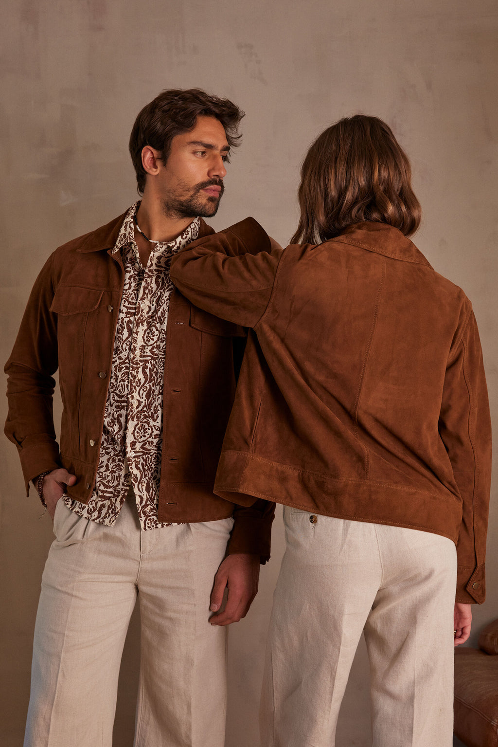 Blouson Fierce Cuir Velours - Ocre