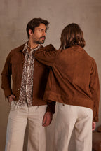 Blouson Fierce Cuir Velours - Ocre