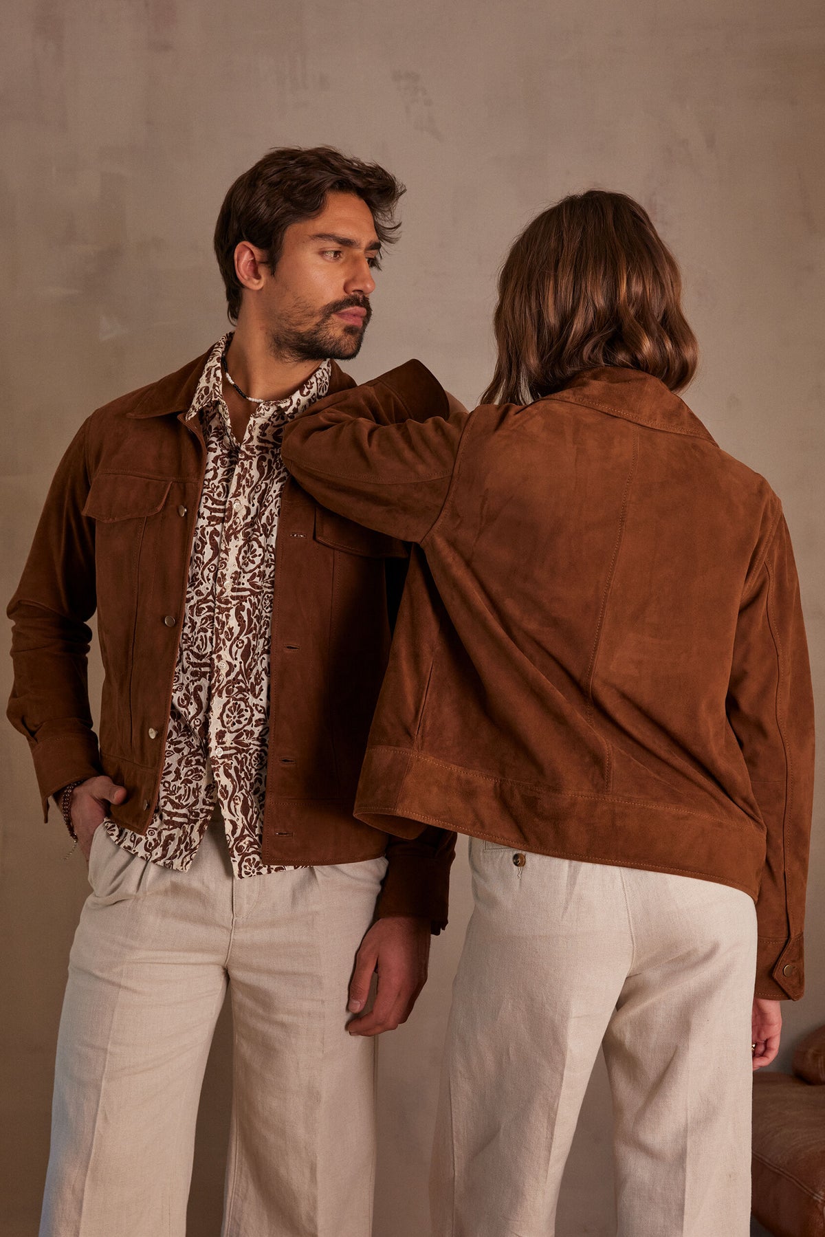 Blouson Fierce Cuir Velours - Ocre