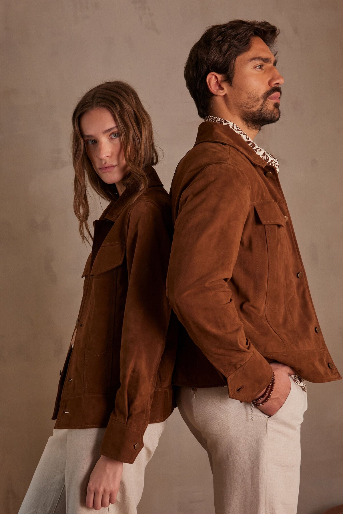 Blouson Fierce Cuir Velours - Ocre