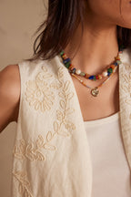 Embroidered Caya Cardigan - Ecru