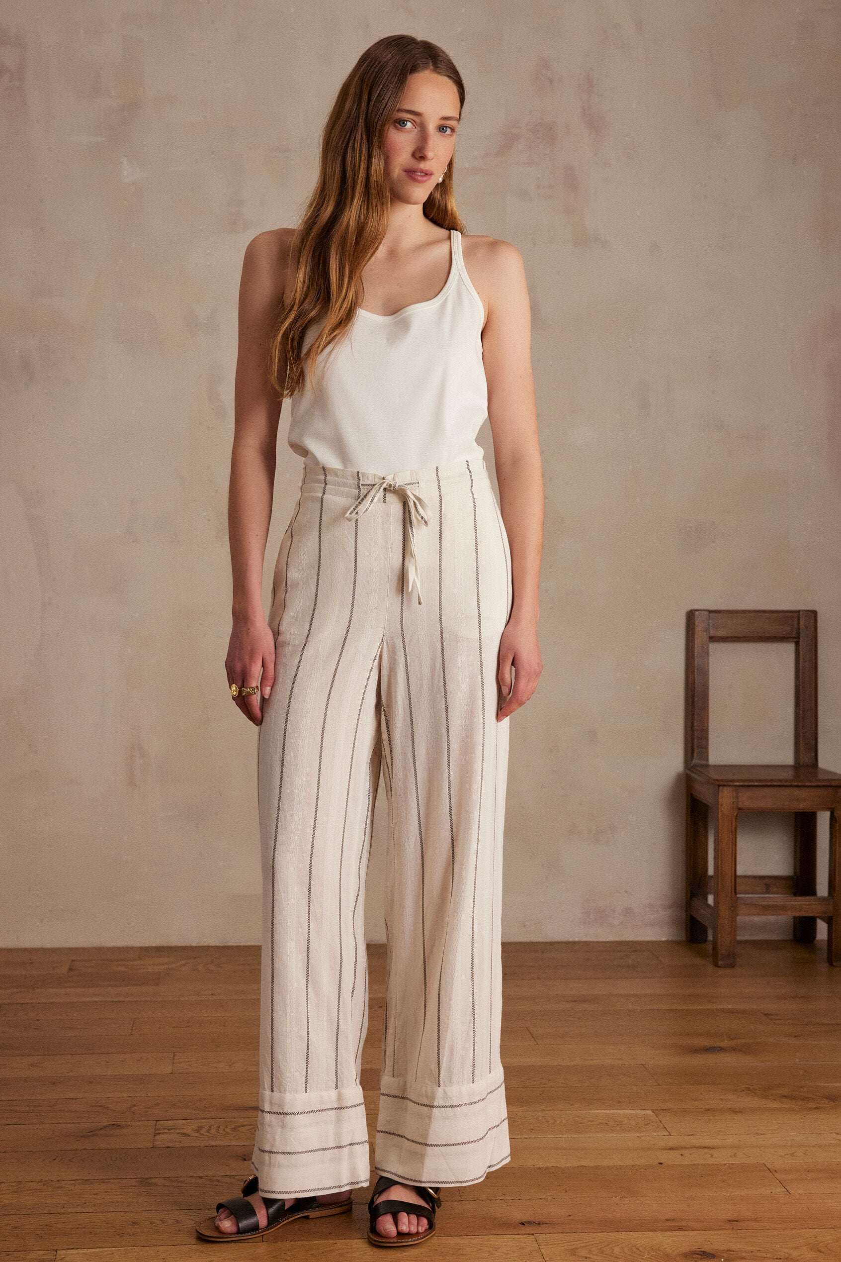 Prince Striped Trousers - Ecru