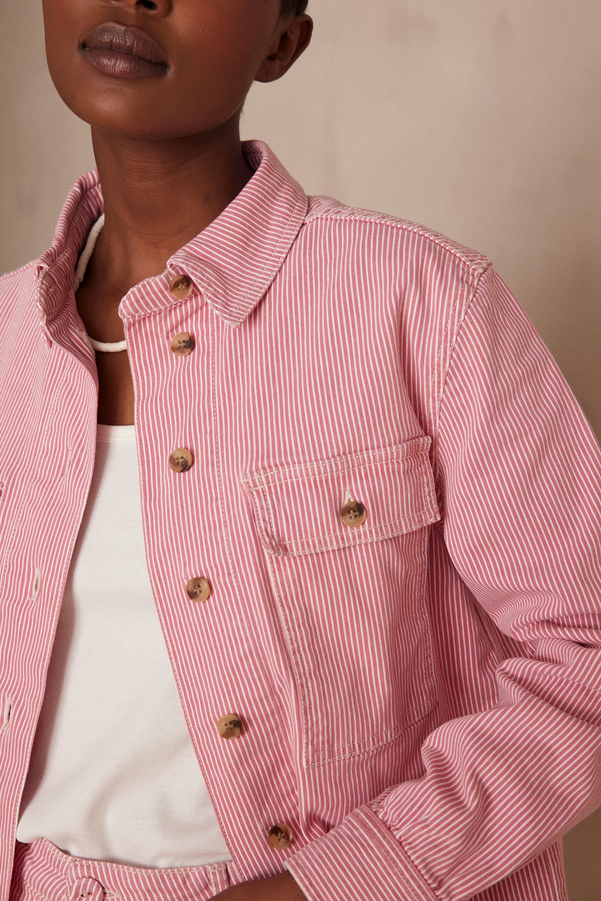 Clara Striped Overshirt - Raspberry
