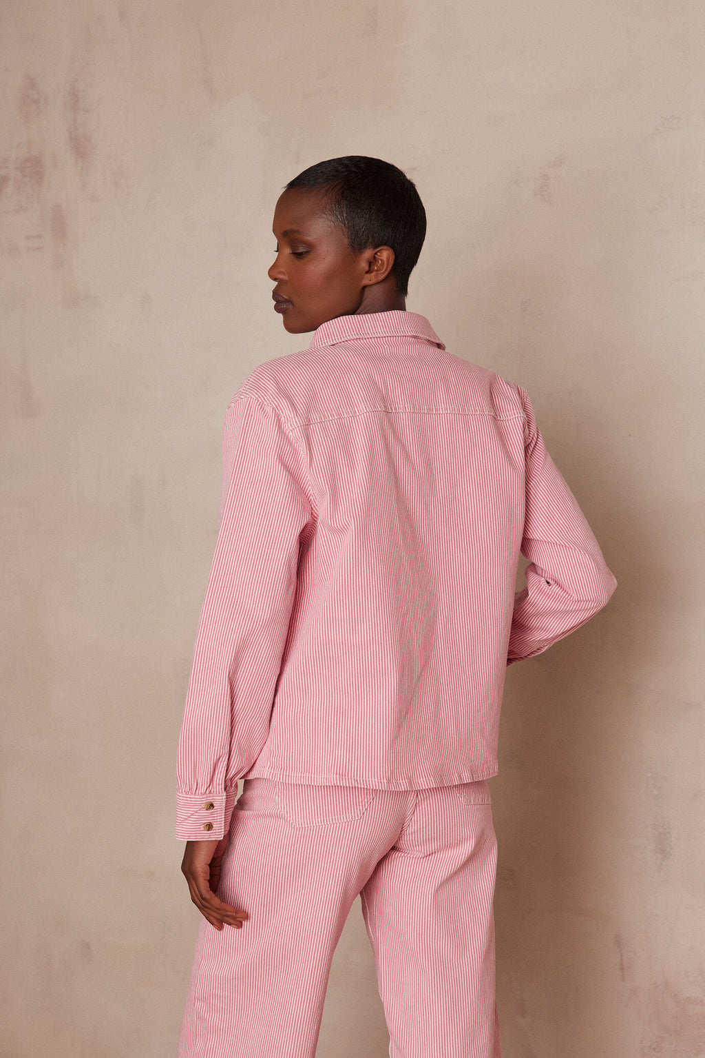 Clara Striped Overshirt - Raspberry