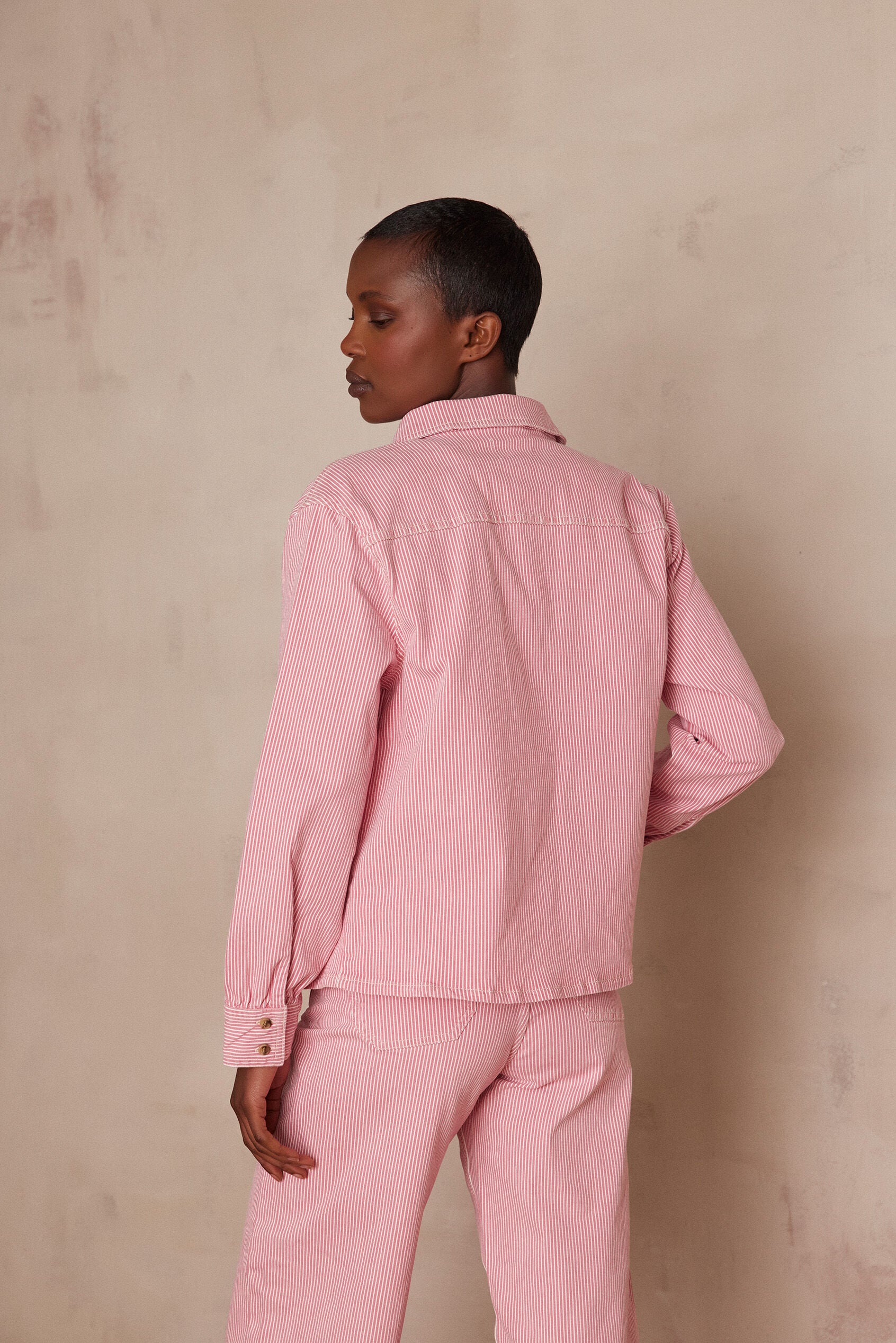 Clara Striped Overshirt - Raspberry