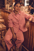 Clara Striped Overshirt - Raspberry