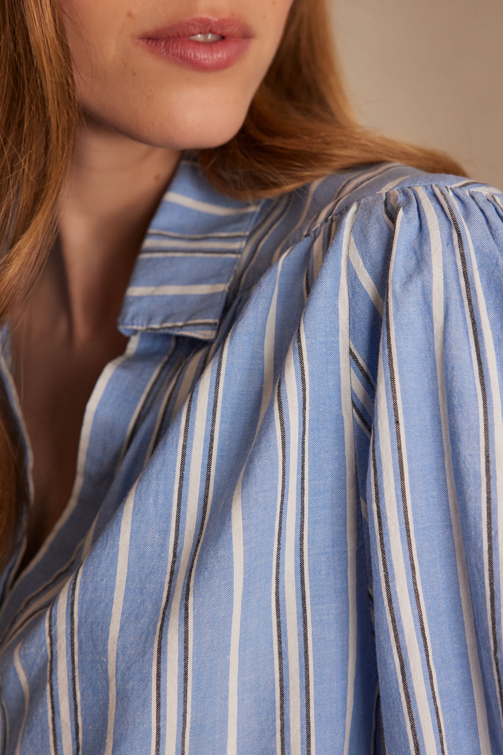 Philadelphia Striped Blouse - Sky Blue