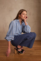 Philadelphia Striped Blouse - Sky Blue