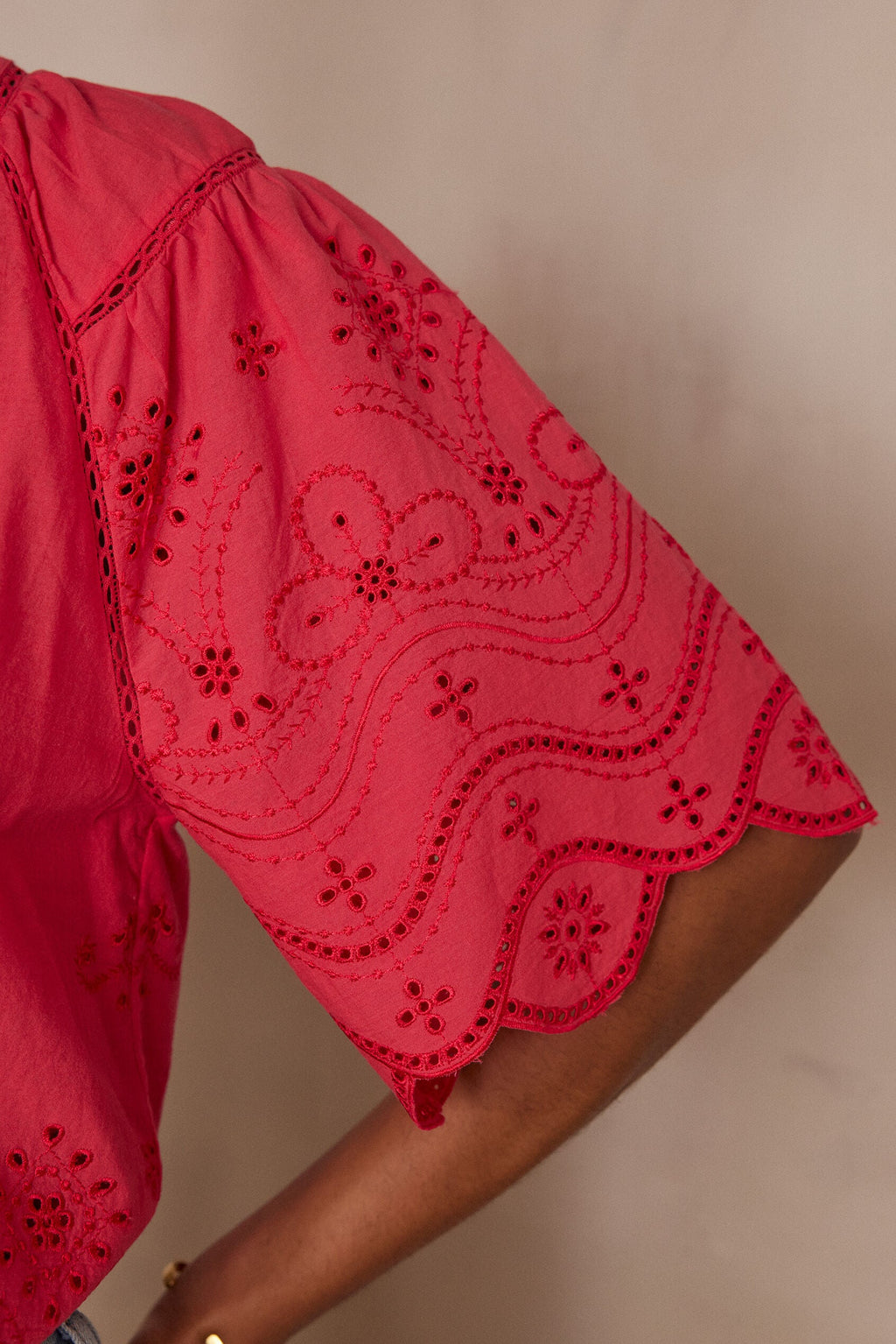 Blouse Pyma Broderie - Framboise