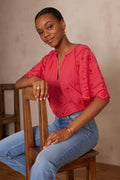 Blouse Pyma Broderie - Framboise